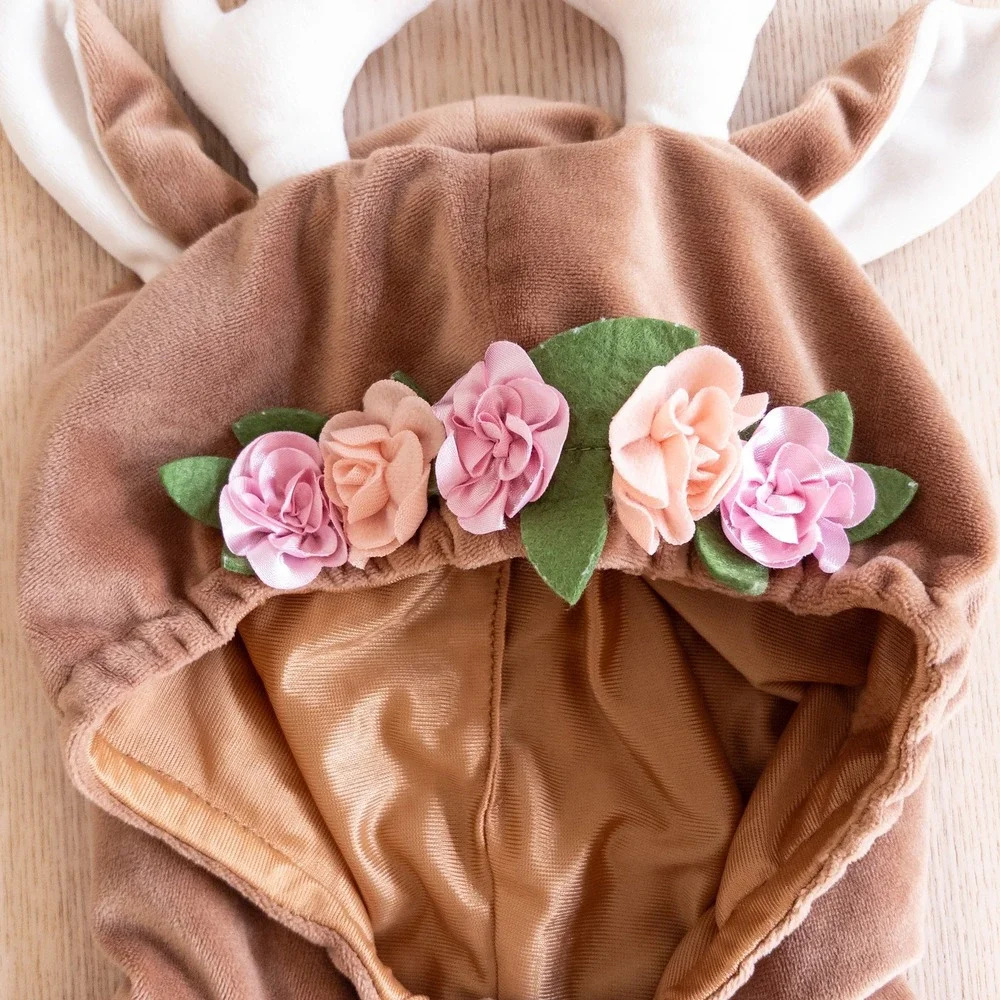 Going Wild Deer Costume Vest Brown Floral Antler Halloween Toddler 24 Months
